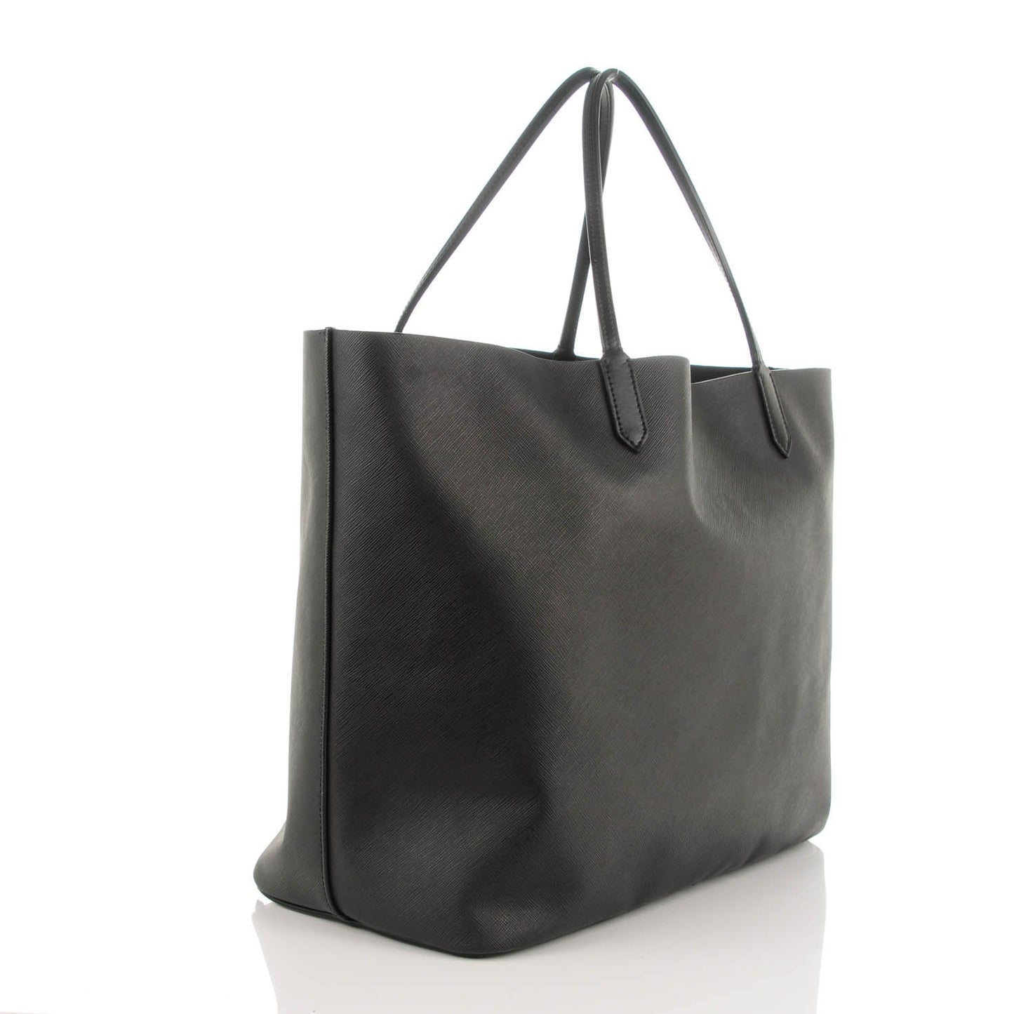 Textured Coated Canvas Bambi Print Large Antigona Tote Black