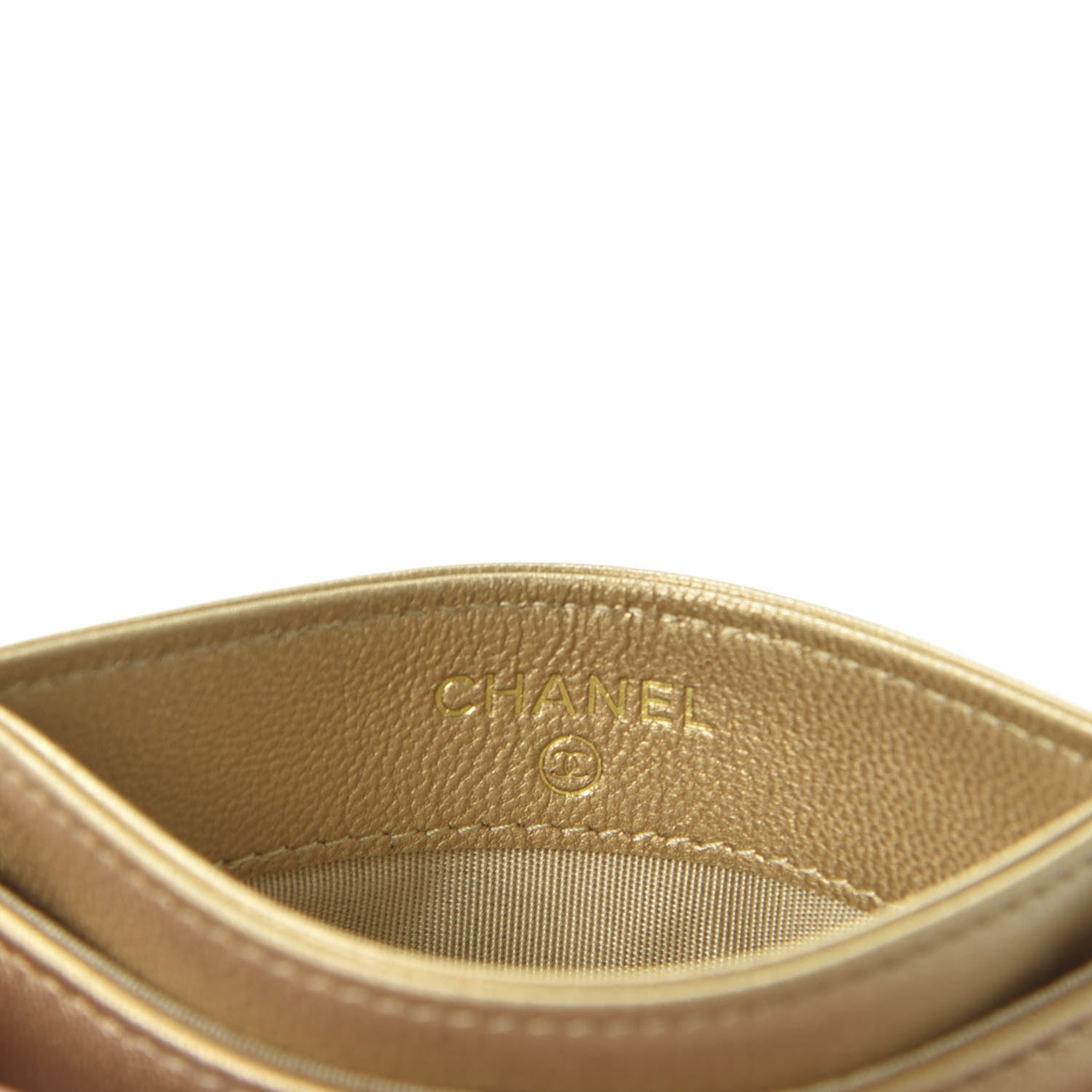 Chanel Metallic Goatskin Quilted Chanel 19 Card Holder Gold 7 of 10