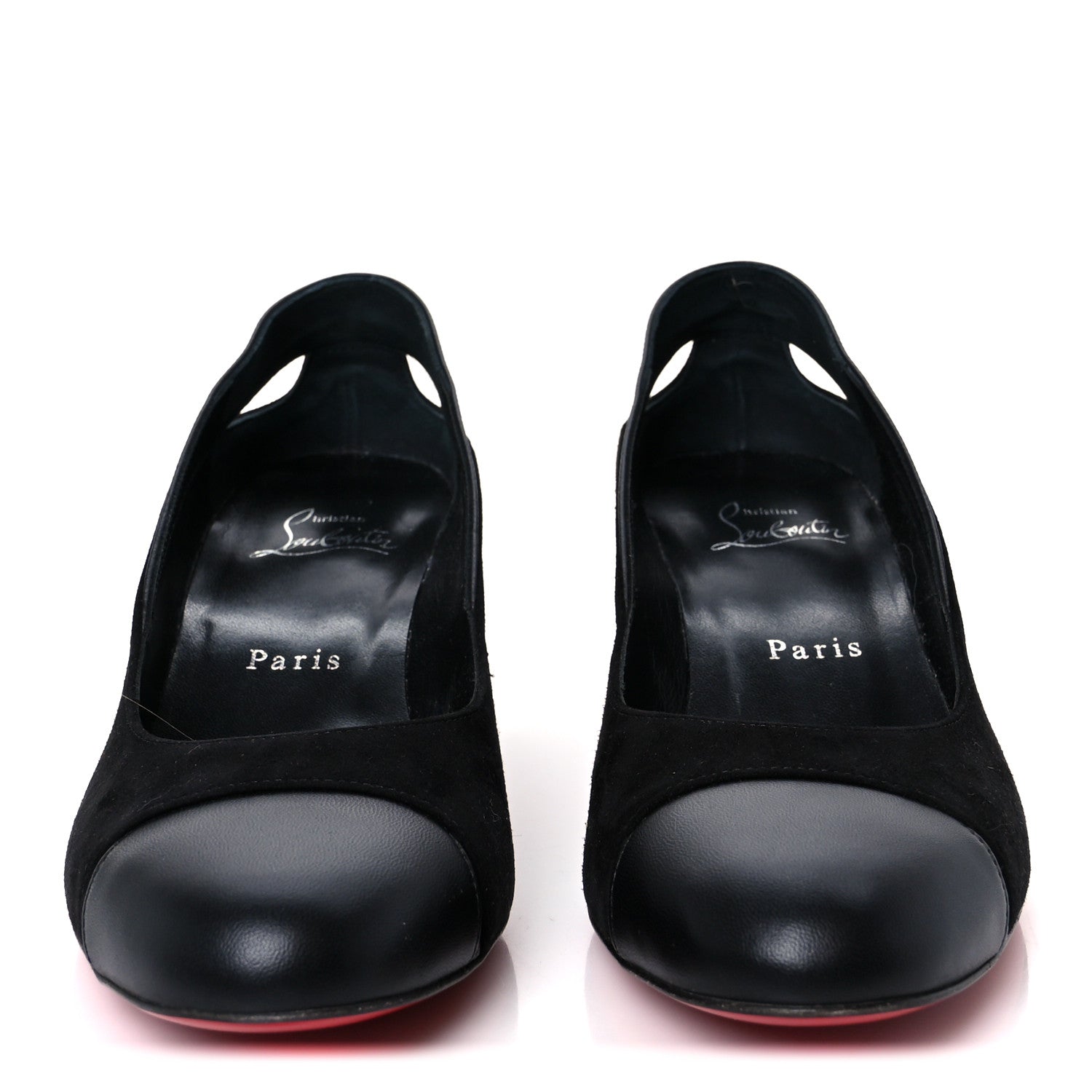 Christian Louboutin Suede Calfskin Miss Duvette 55mm Cap Toe Pumps 37.5 Black 3 of 9
