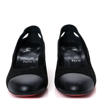Christian Louboutin Suede Calfskin Miss Duvette 55mm Cap Toe Pumps 37.5 Black 3 of 9