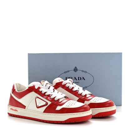 Prada Vitello Sport Spazzolato Rois Triangle Logo Womens Downtown Low Top 30mm Sneakers 38.5 White Lacca 11 of 11
