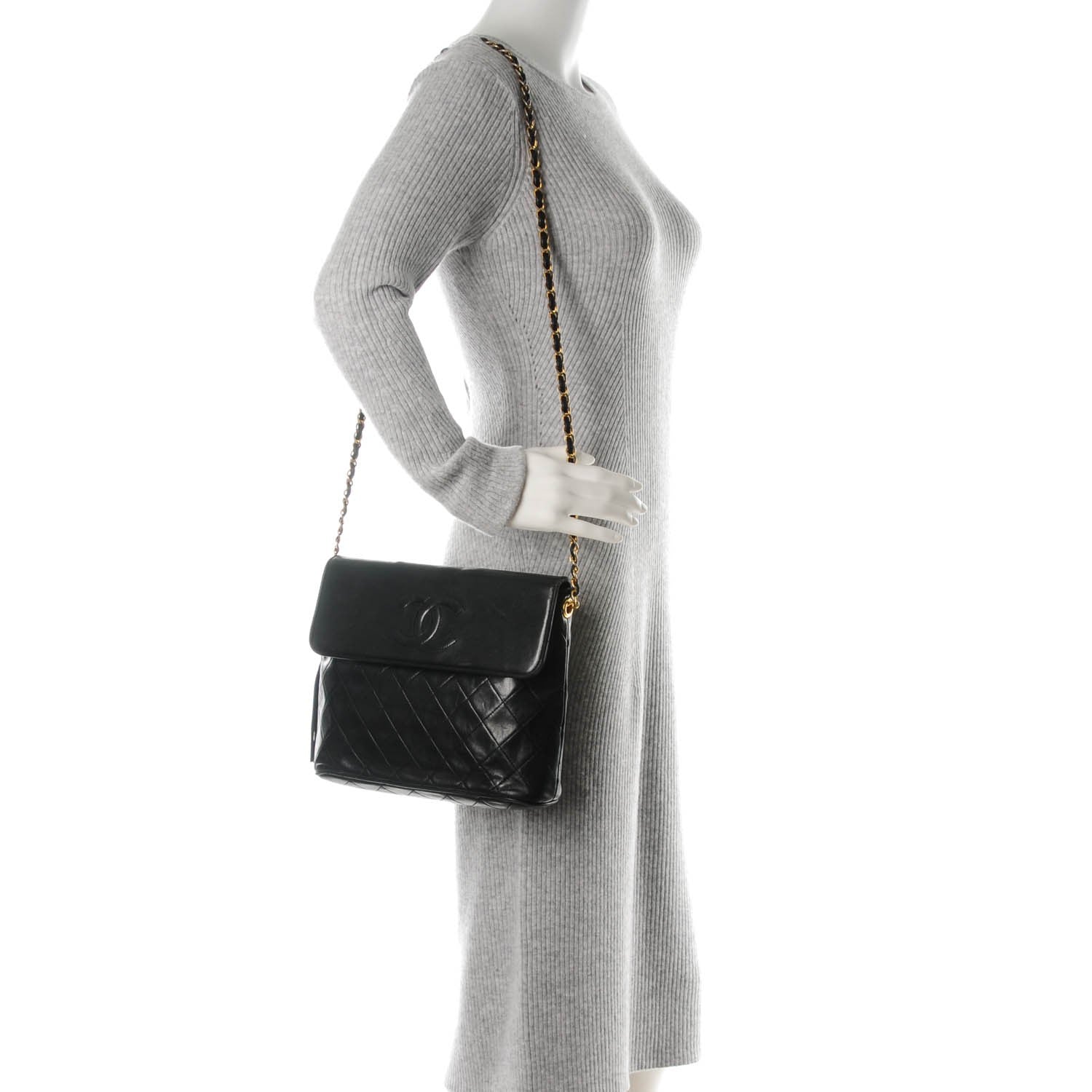 Chanel Lambskin Quilted CC Tassel Shoulder Flap Bag Black 2 of 9
