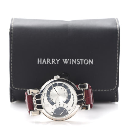 Harry Winston 18K White Gold Alligator 37mm Premier Excenter Automatic Watch 9 of 9
