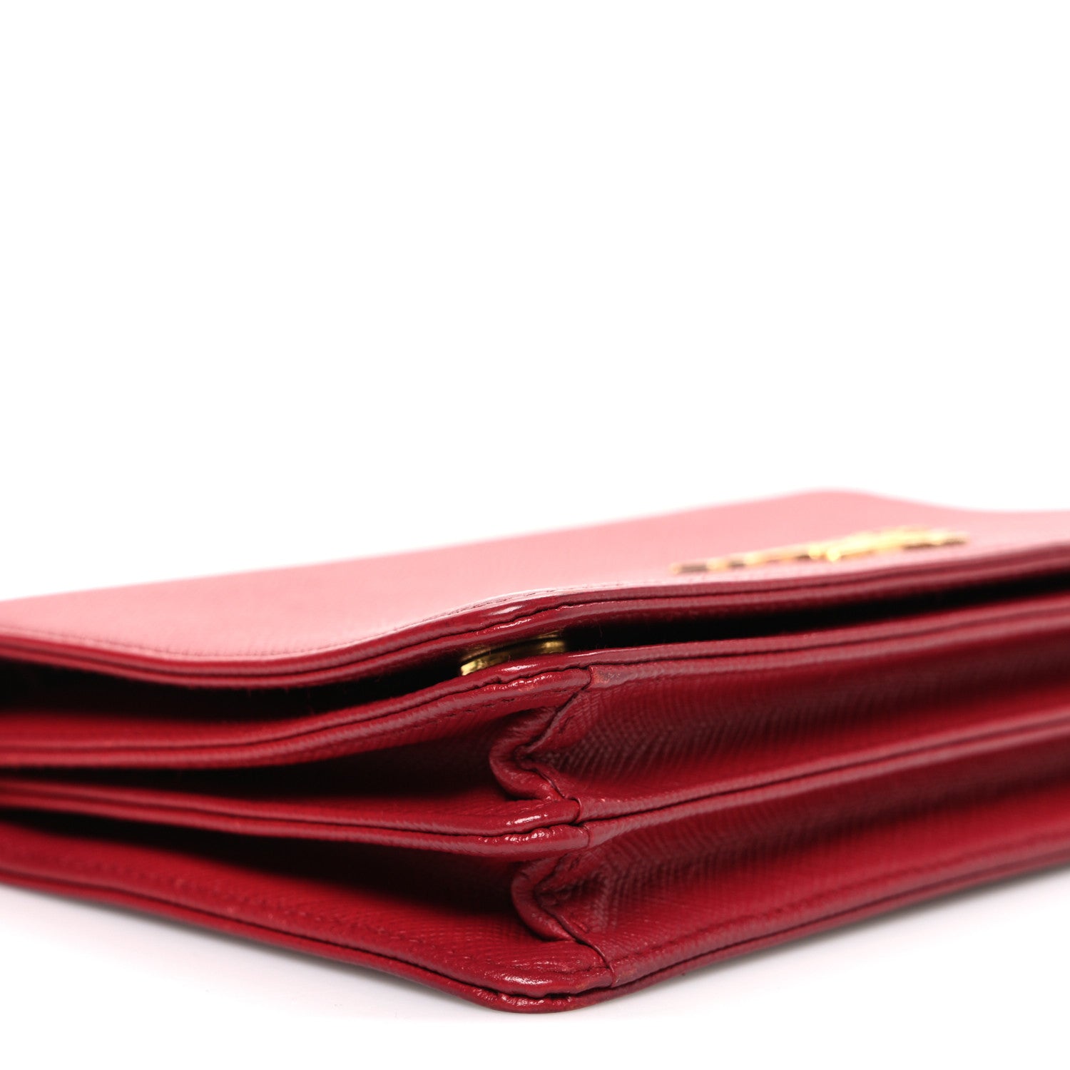 Prada Saffiano Lux Chain Wallet Fuoco 8 of 9