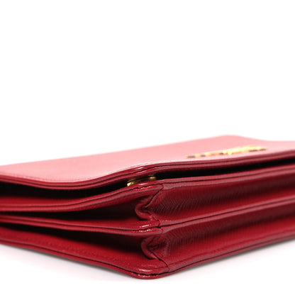 Prada Saffiano Lux Chain Wallet Fuoco 8 of 9