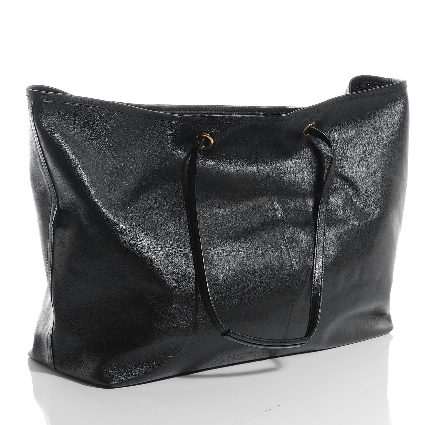 Leather Large Neo Reversible Tote Black Bronze