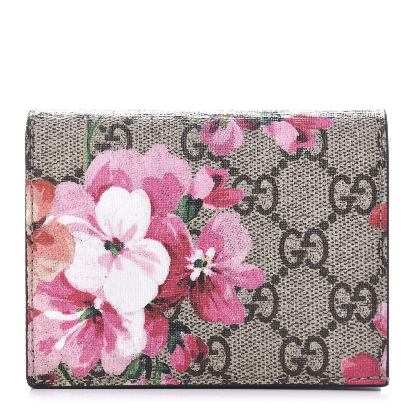 GG Supreme Monogram Blooms Card Case Beige Multicolor Dry Rose