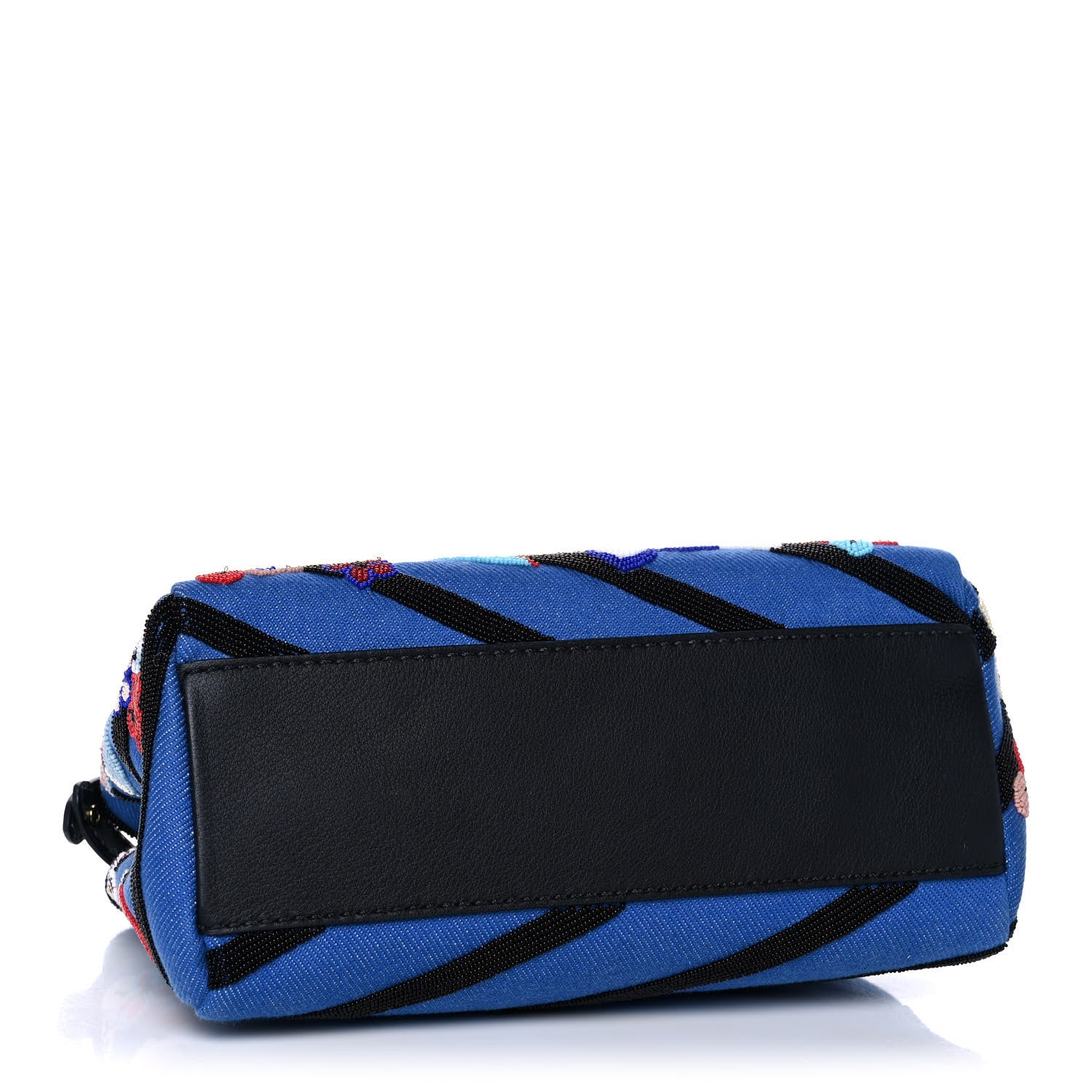Fendi Denim Beaded QuTweet Mini Peekaboo Iconic Satchel Blue 4 of 16