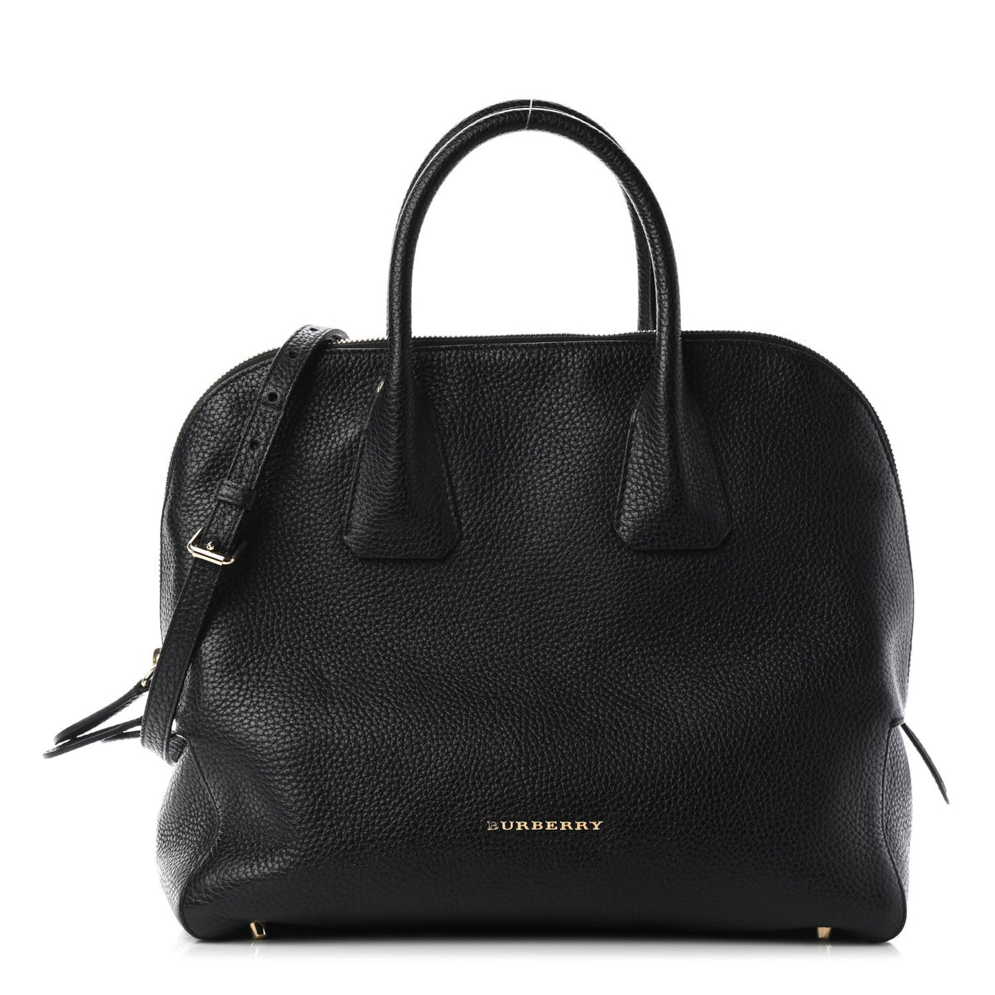 London Grainy Calfskin Medium Greenwood Bowling Bag Black