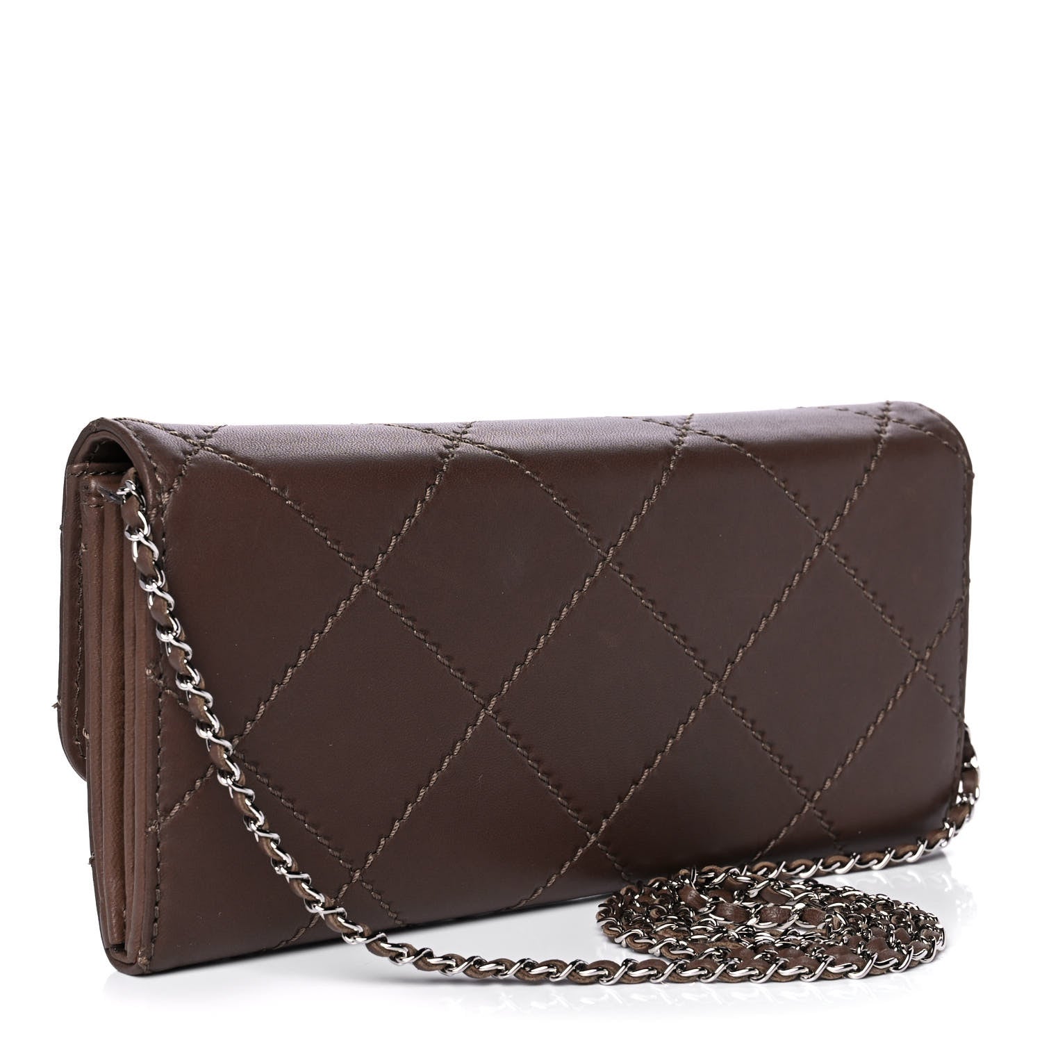 Chanel Lambskin Stitched Orient Express Wallet on Chain WOC Brown 3 of 13