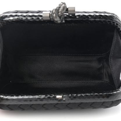 Bottega Veneta Satin Ayers Intrecciato Chain Knot Clutch Black 5 of 6