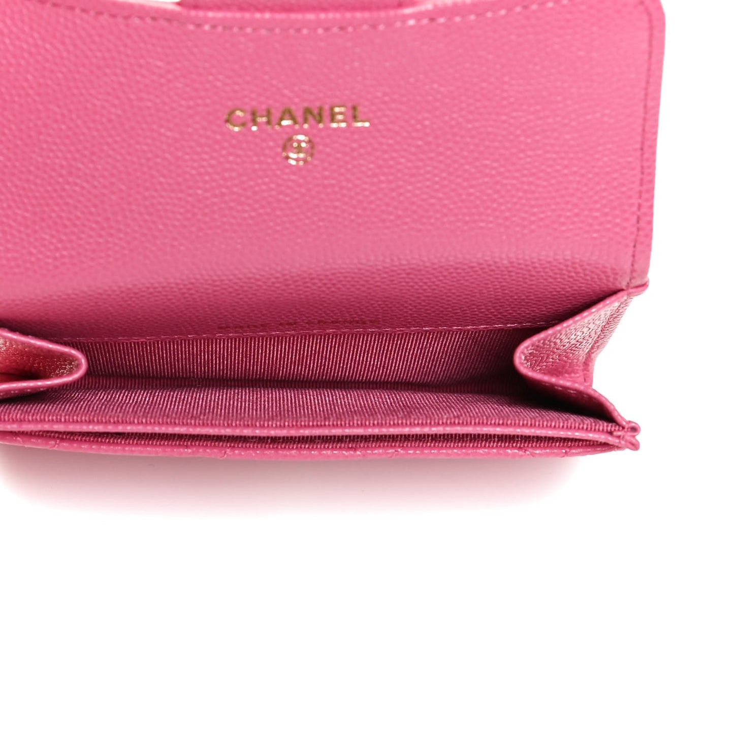 Caviar Quilted Flap Card Holder Wallet Pink