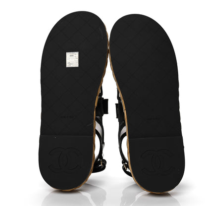 Chanel Mesh Patent Calfskin Velcro Dad Sandals 41 Black 5 of 8