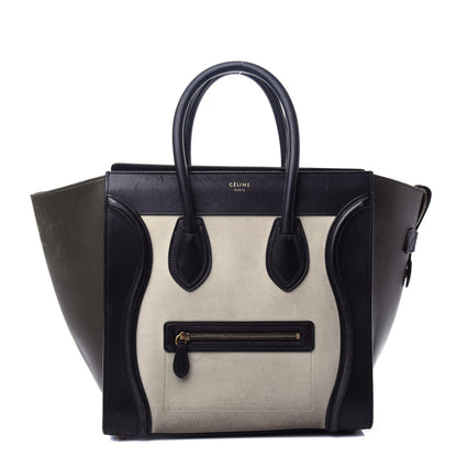 Celine Nubuck Smooth Calfskin Mini Tri-Color Luggage Olive 1 of 10