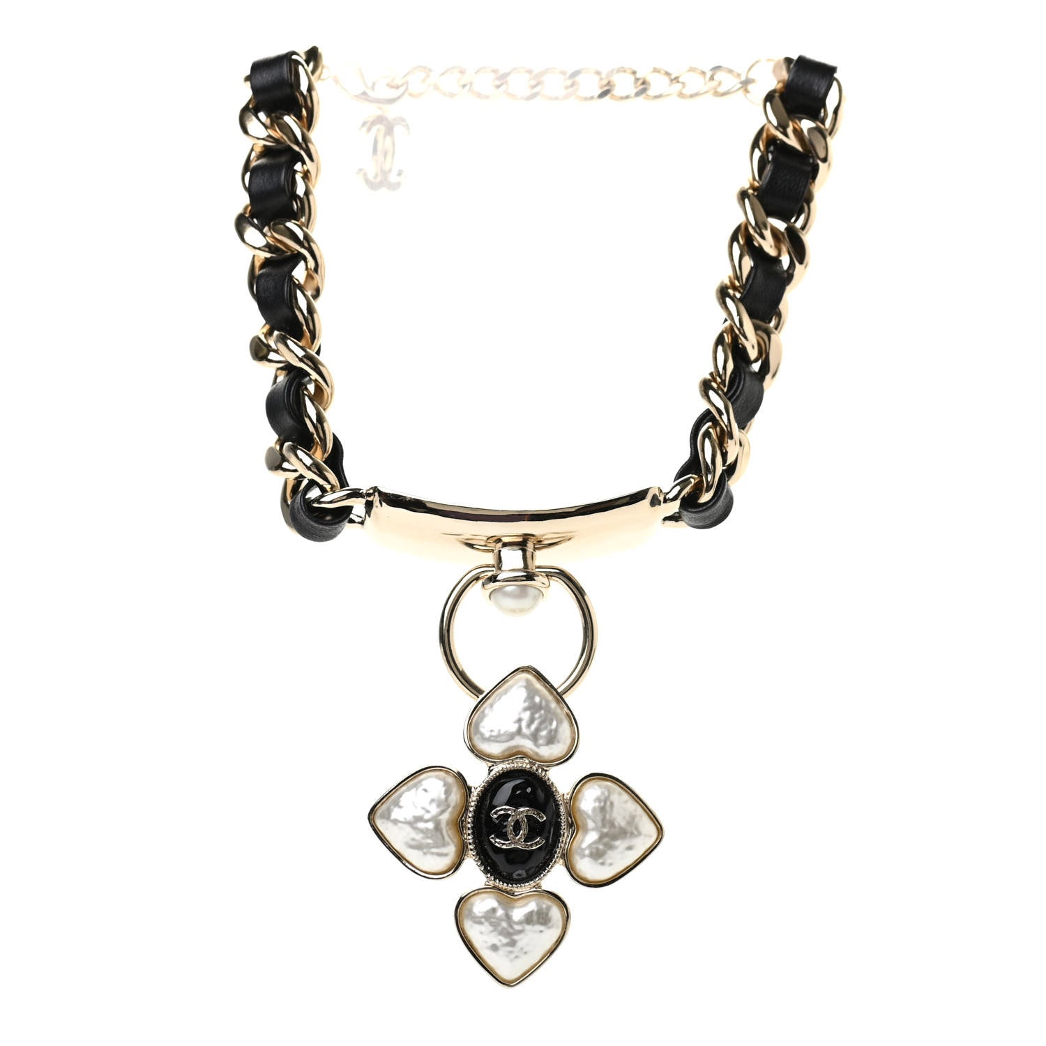 Chanel Lambskin Pearl Resin CC Choker Gold Black 3 of 5