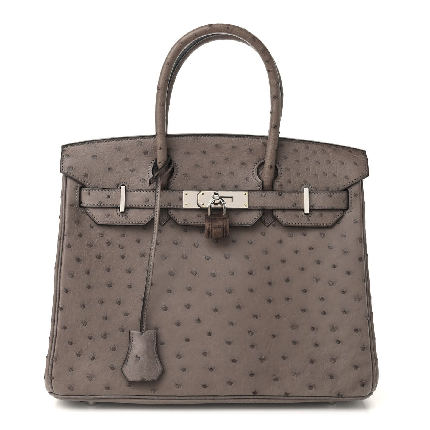 Ostrich Birkin 30 Gris Tourterelle