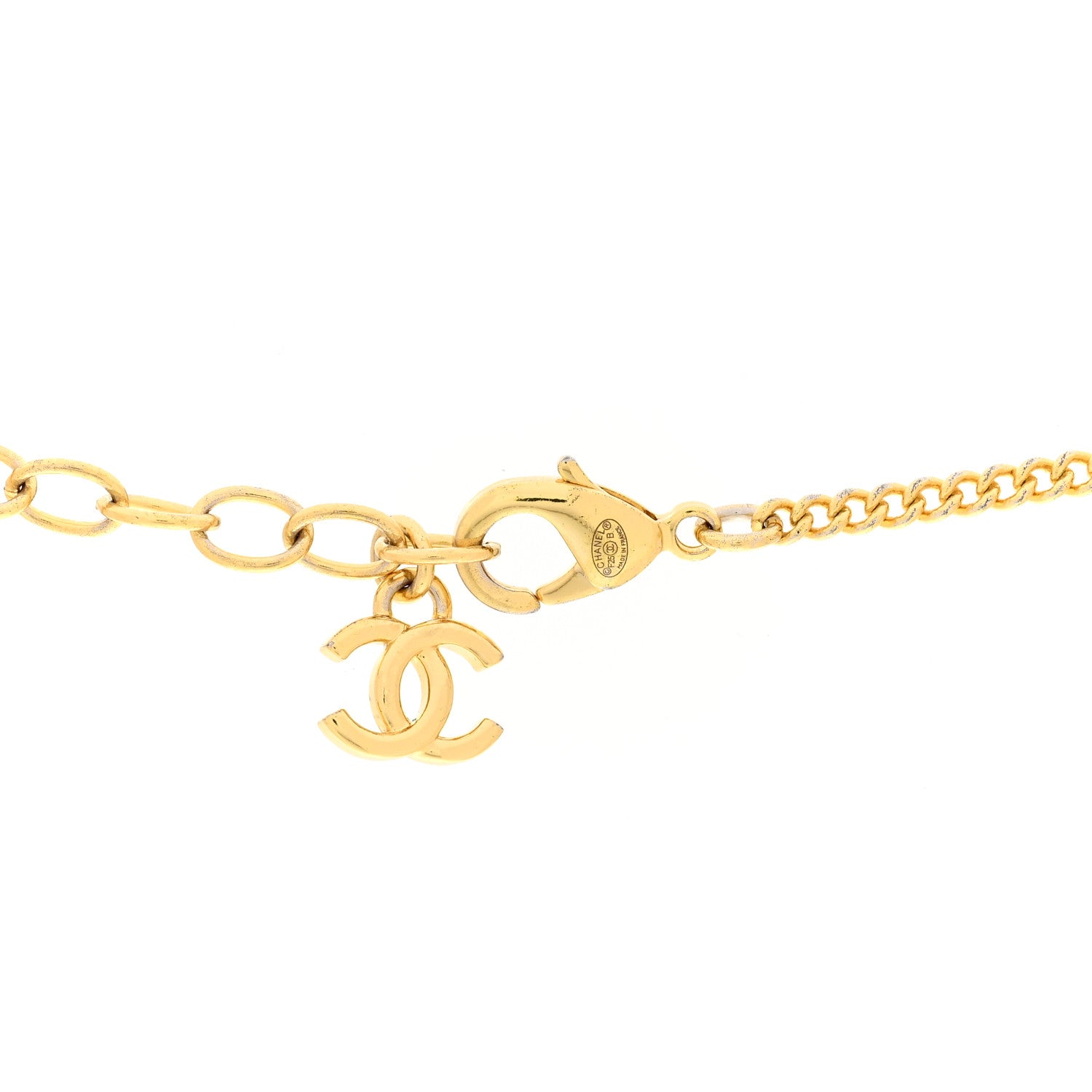 Chanel Metal Resin Crystal CC Heart Necklace Gold Black 5 of 6