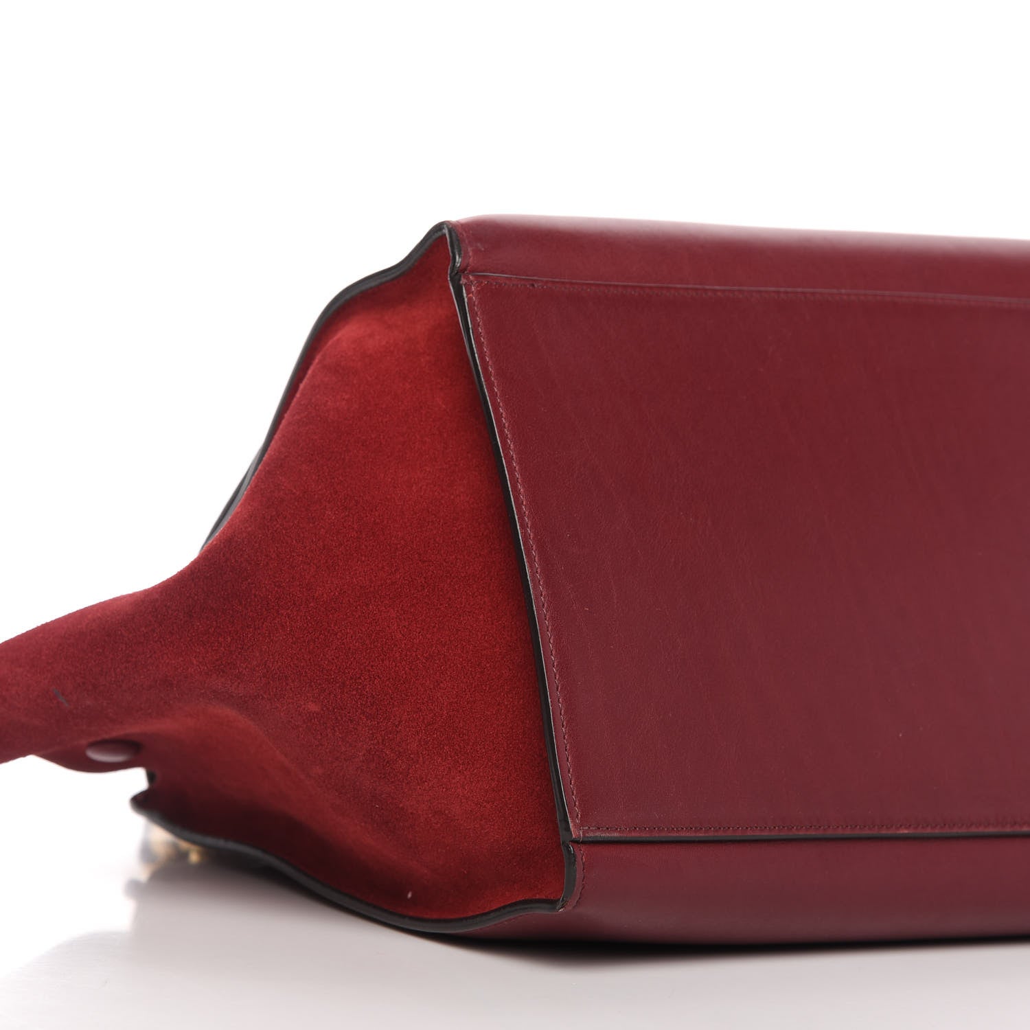 Celine Drummed Calfskin Suede Medium Trapeze Burgundy 8 of 16