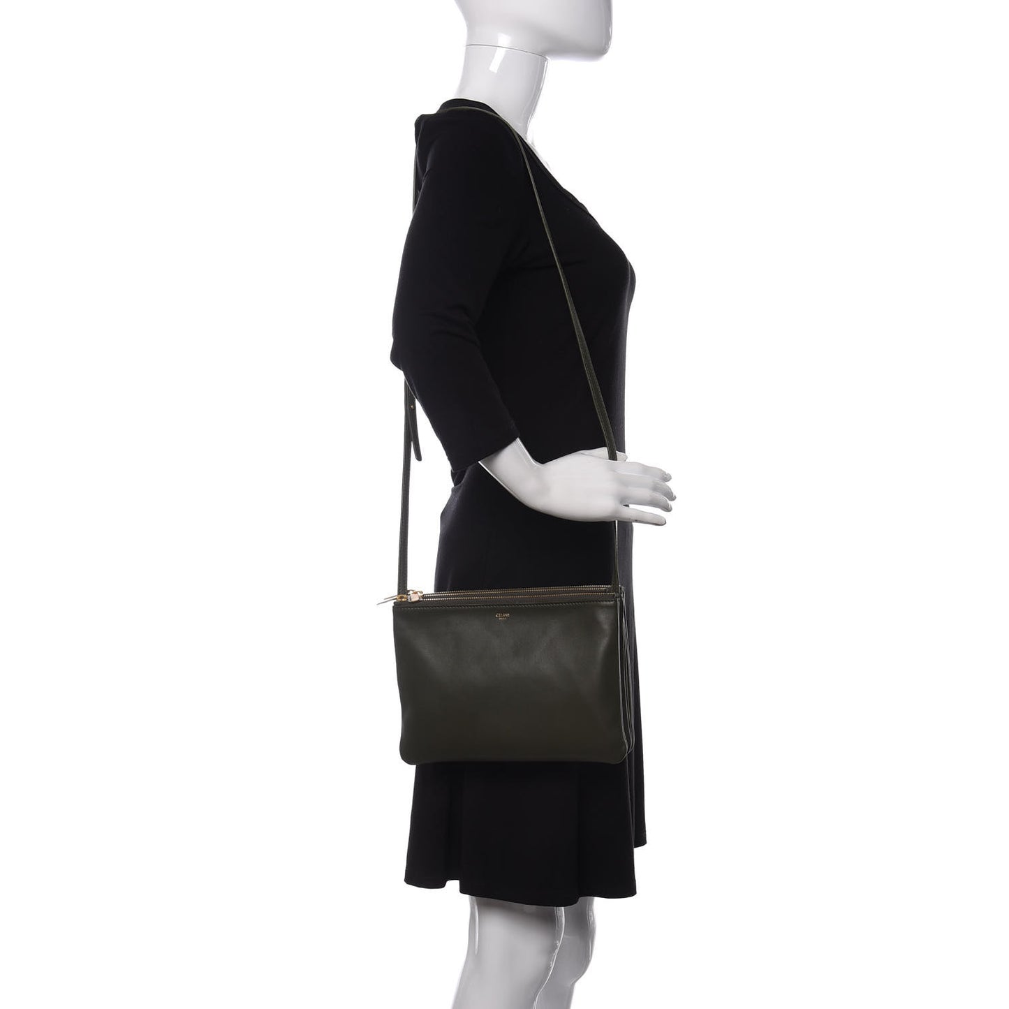 Lambskin Large Trio Crossbody Bag Army Green