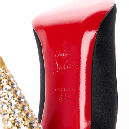 Christian Louboutin Crepe Satin Crystal LipStrass 100 Pumps 37.5 Black 6 of 8