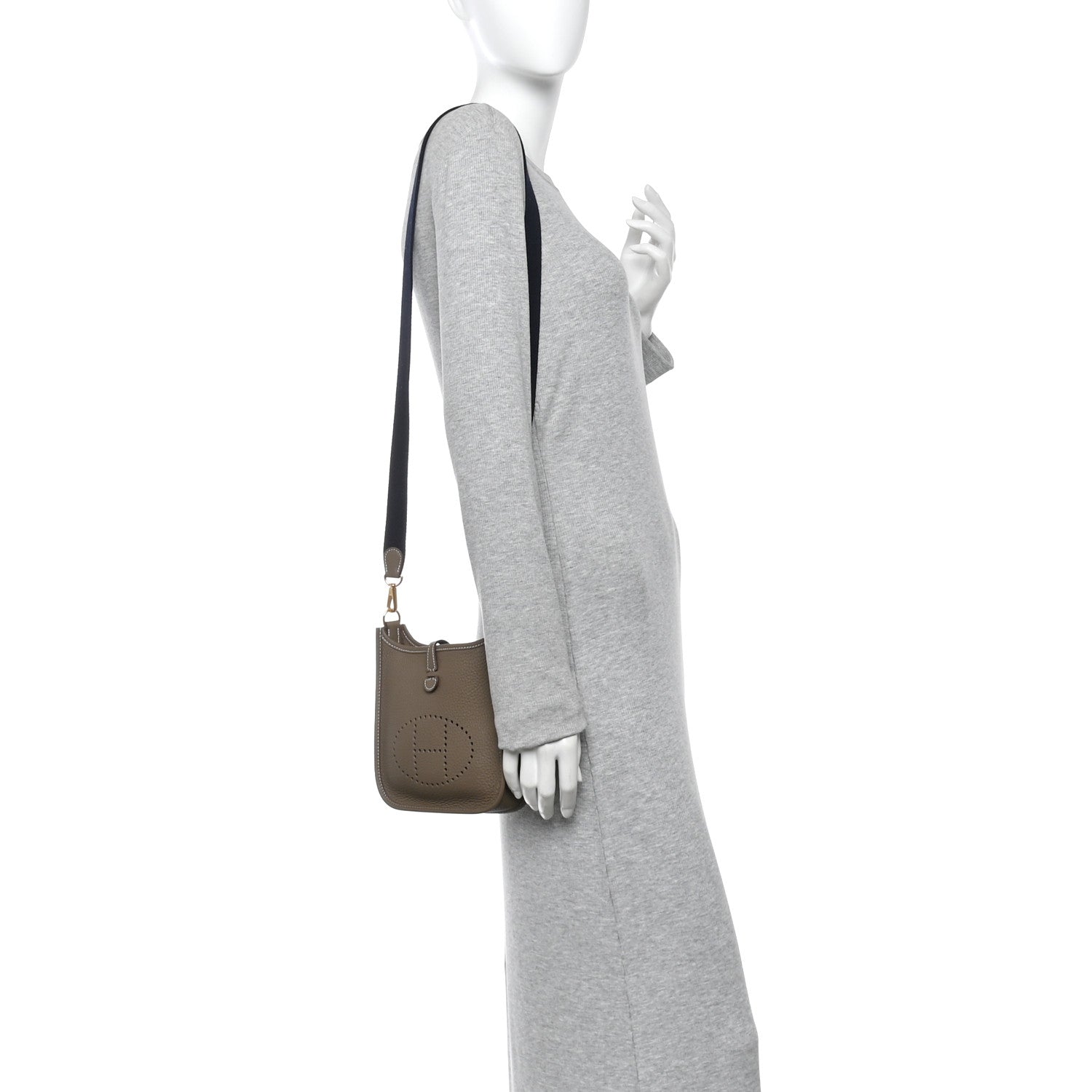 Hermes Taurillon Clemence Amazone Evelyne TPM Etoupe Bleu Indigo 2 of 10