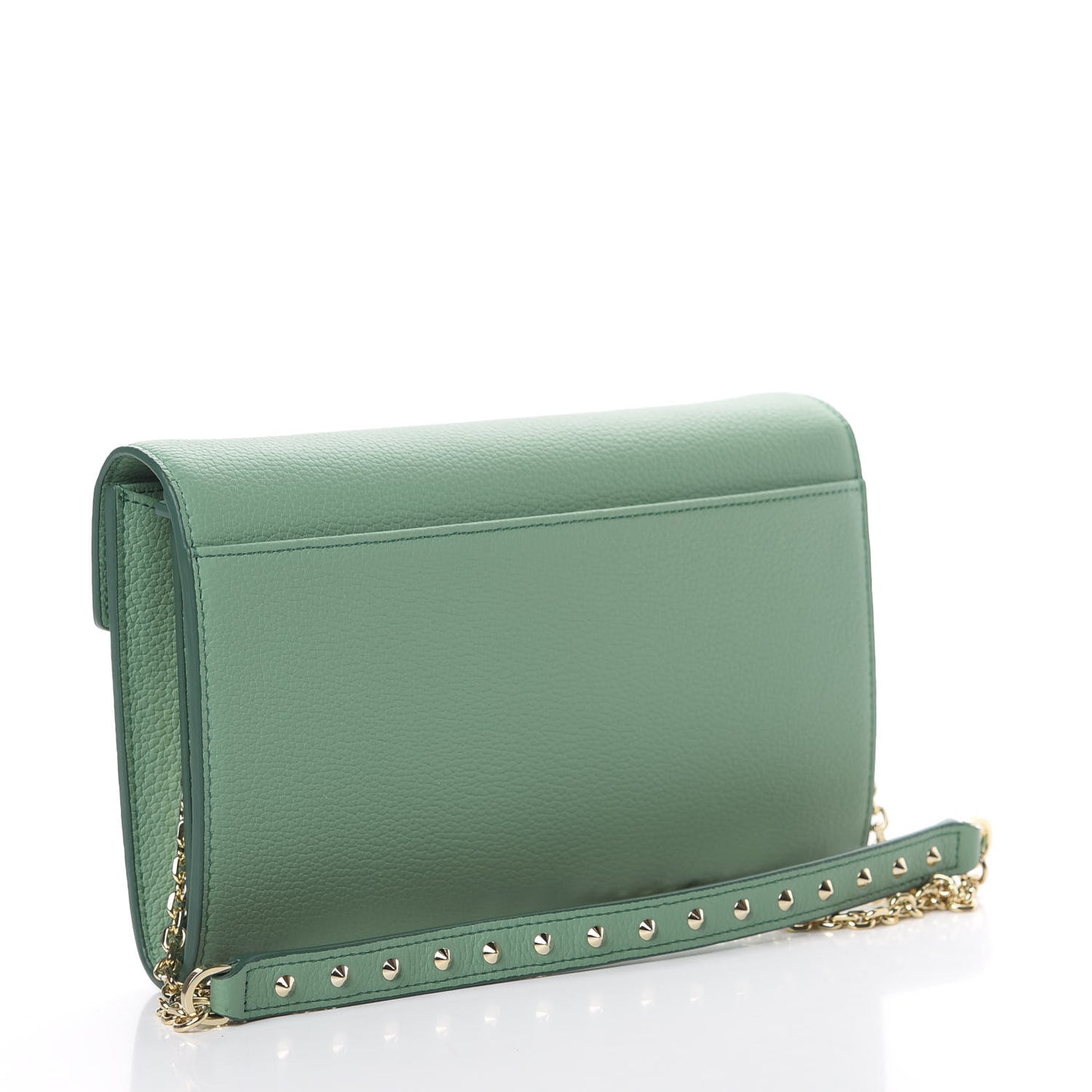 Calfskin Studded Large Crossbody Wallet Mint