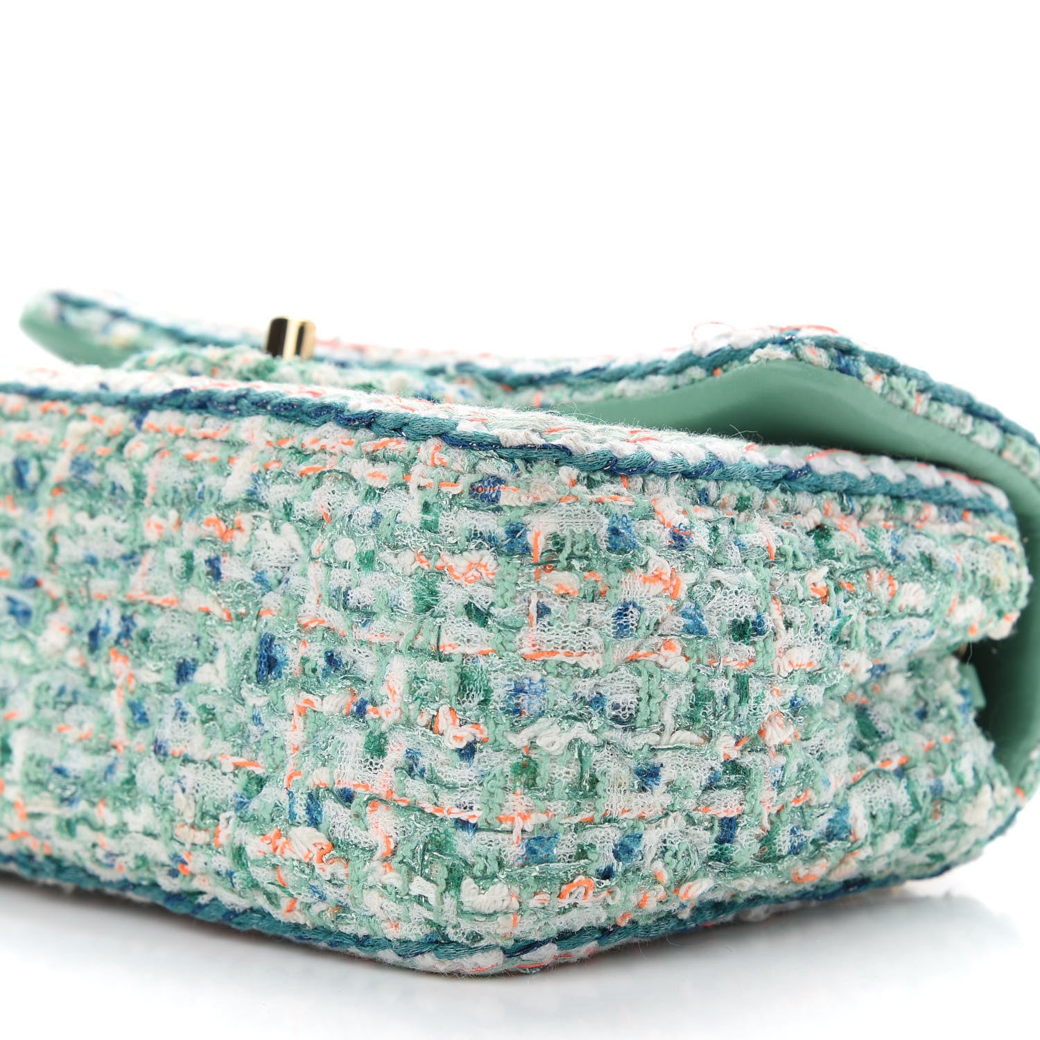 Chanel Tweed Quilted Mini Flap Green White Orange 9 of 10