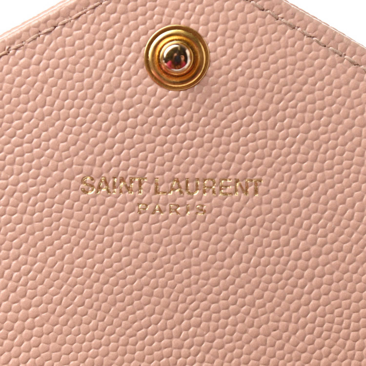 Saint Laurent Grain De Poudre Matelasse Chevron Monogram Flap Wallet Pale Pink 5 of 10