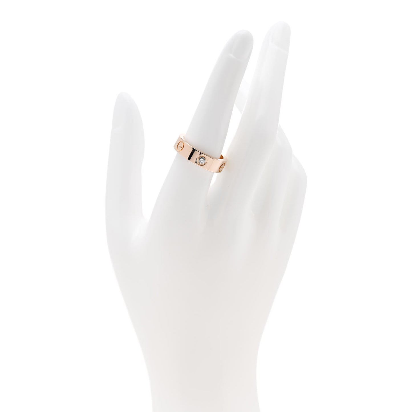 18K Pink Gold 3 Diamond 5.5mm LOVE Ring 56 7.5