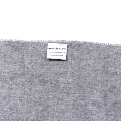 Hermes Cashmere Fringe Double Face Stole Gris Flanelle Ivoire 3 of 3