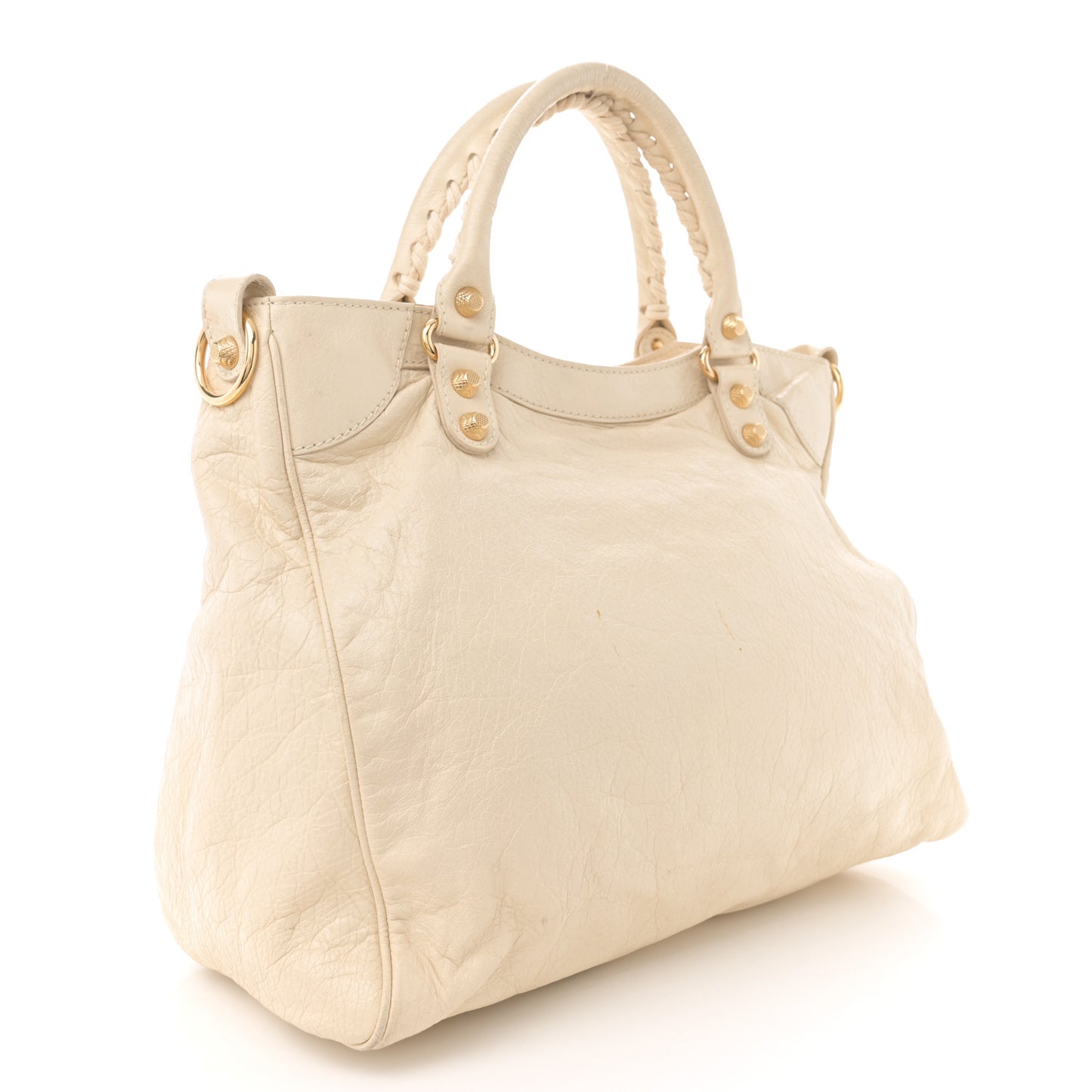 Agneau Giant 12 Gold Hardware Velo Blanc Creme Light Craie