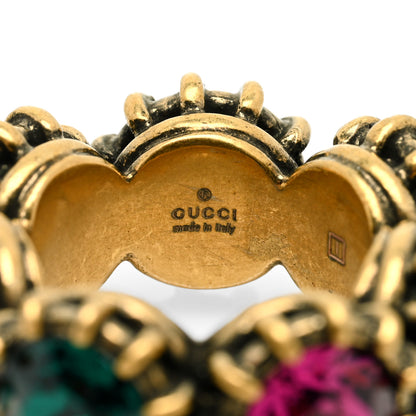 Gucci Tigerhead Crystal Ring 5 Aged Gold Multicolor 4 of 5