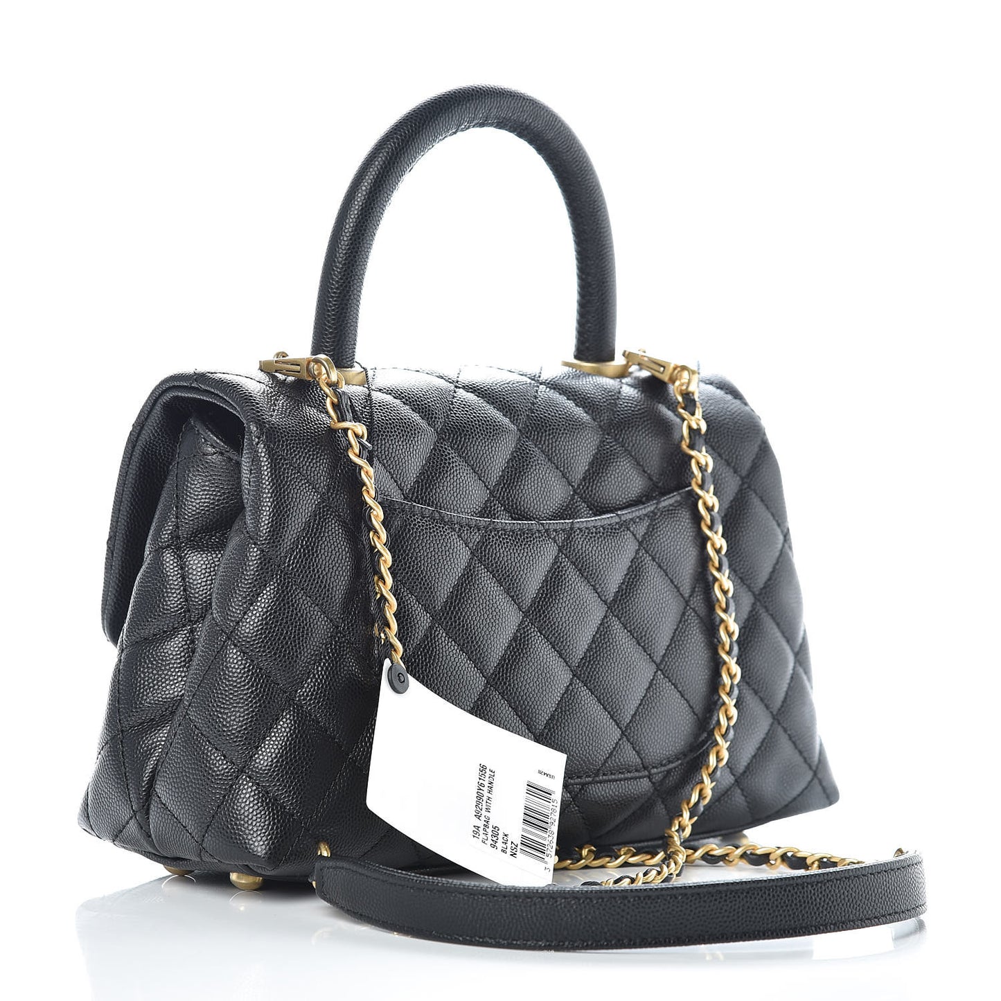 Caviar Quilted Mini Coco Handle Flap Black