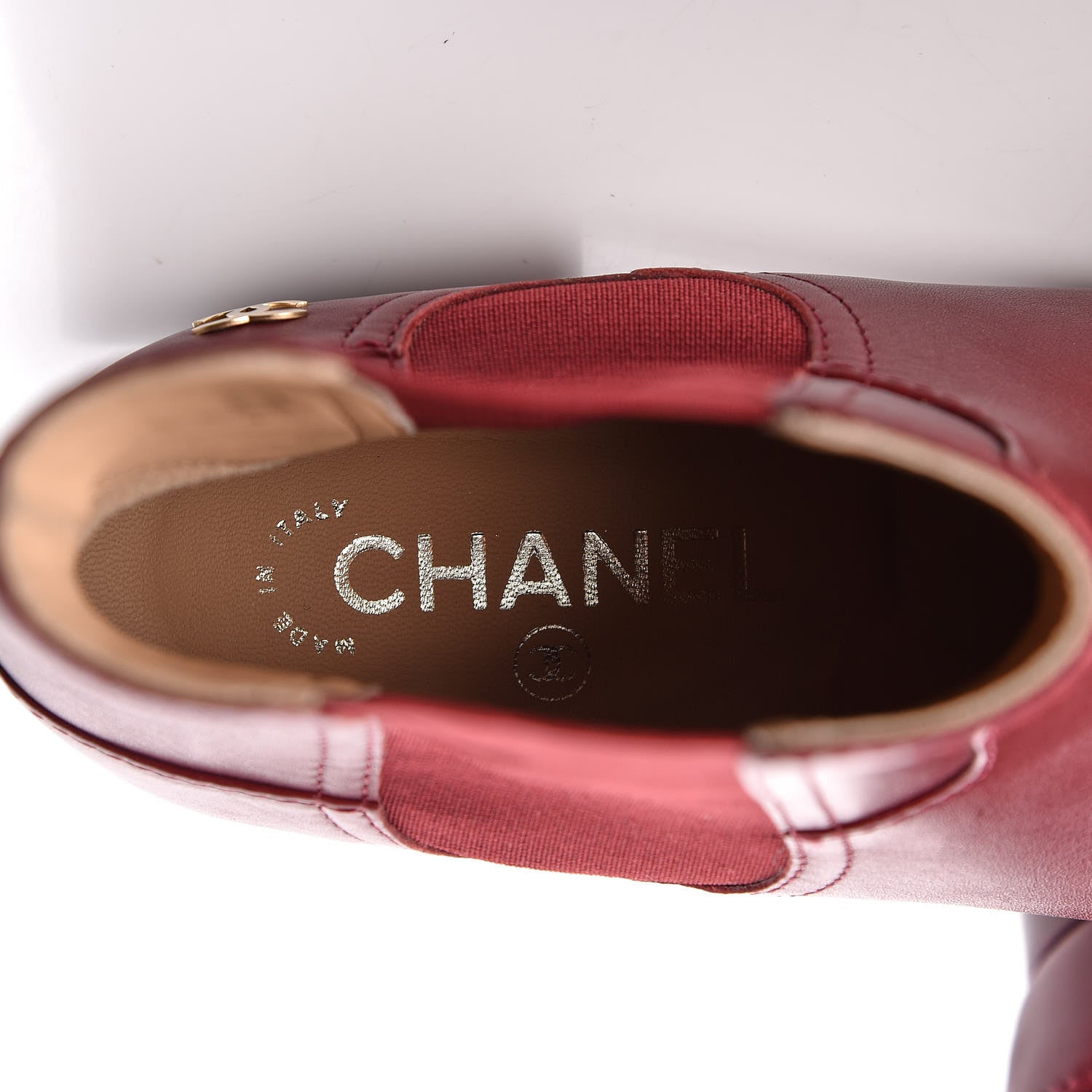 Chanel Calfskin Chelsea CC Short Boots 38 Bordeaux 7 of 9