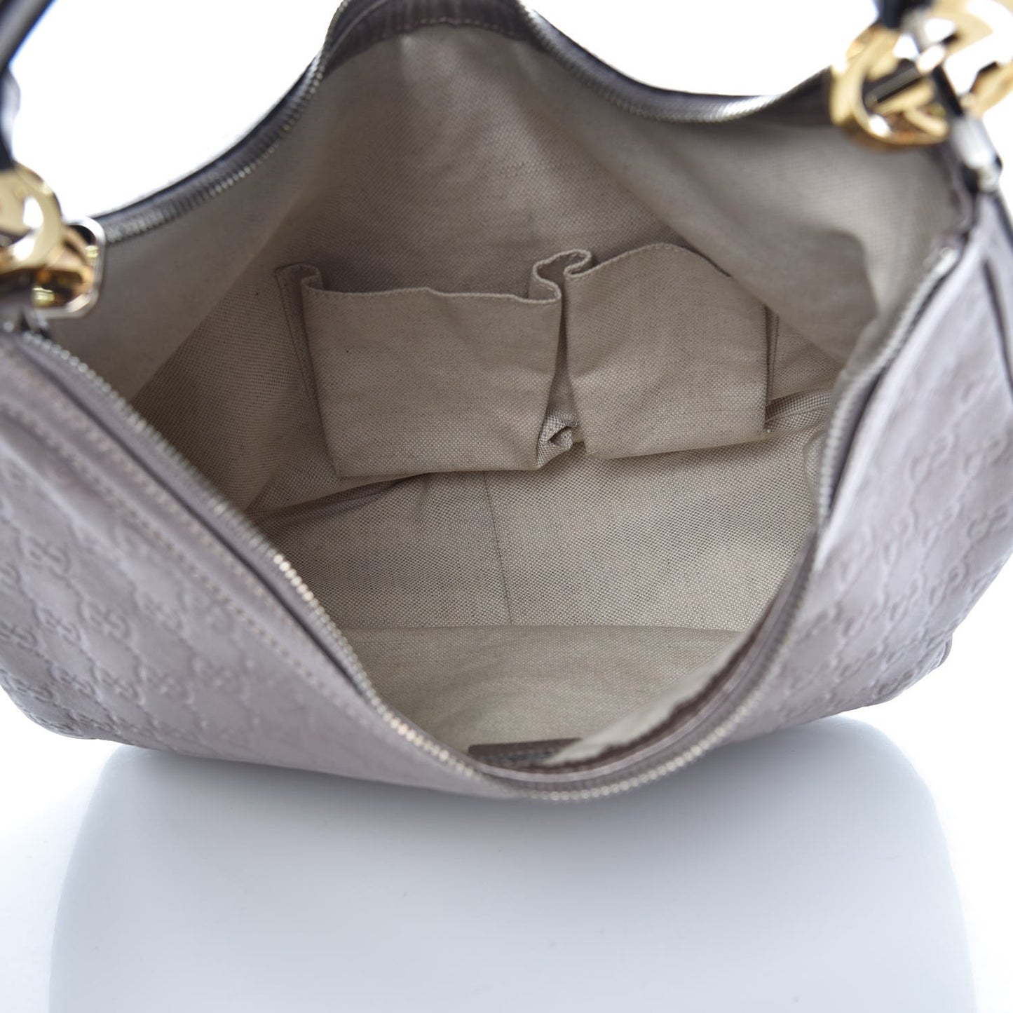 Metallic Guccissima Medium GG Twins Hobo Mauve