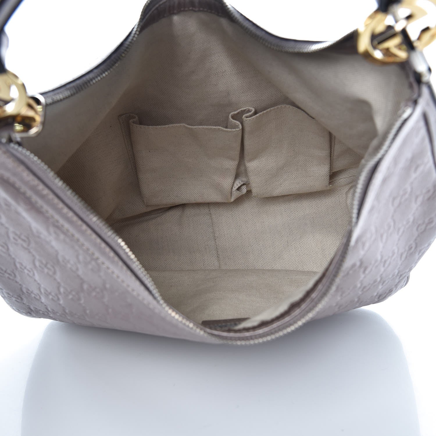 Gucci Metallic Guccissima Medium GG Twins Hobo Mauve 5 of 7