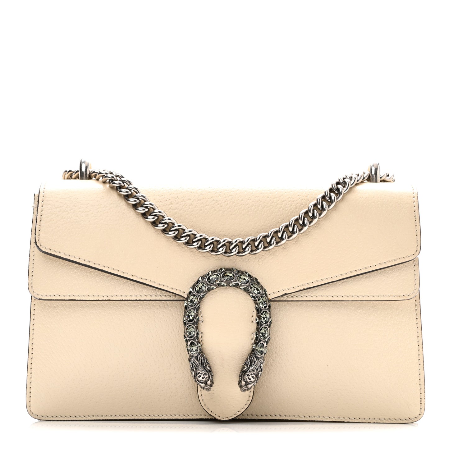Textured Calfskin Crystal Small Dionysus Shoulder Bag Mystic White