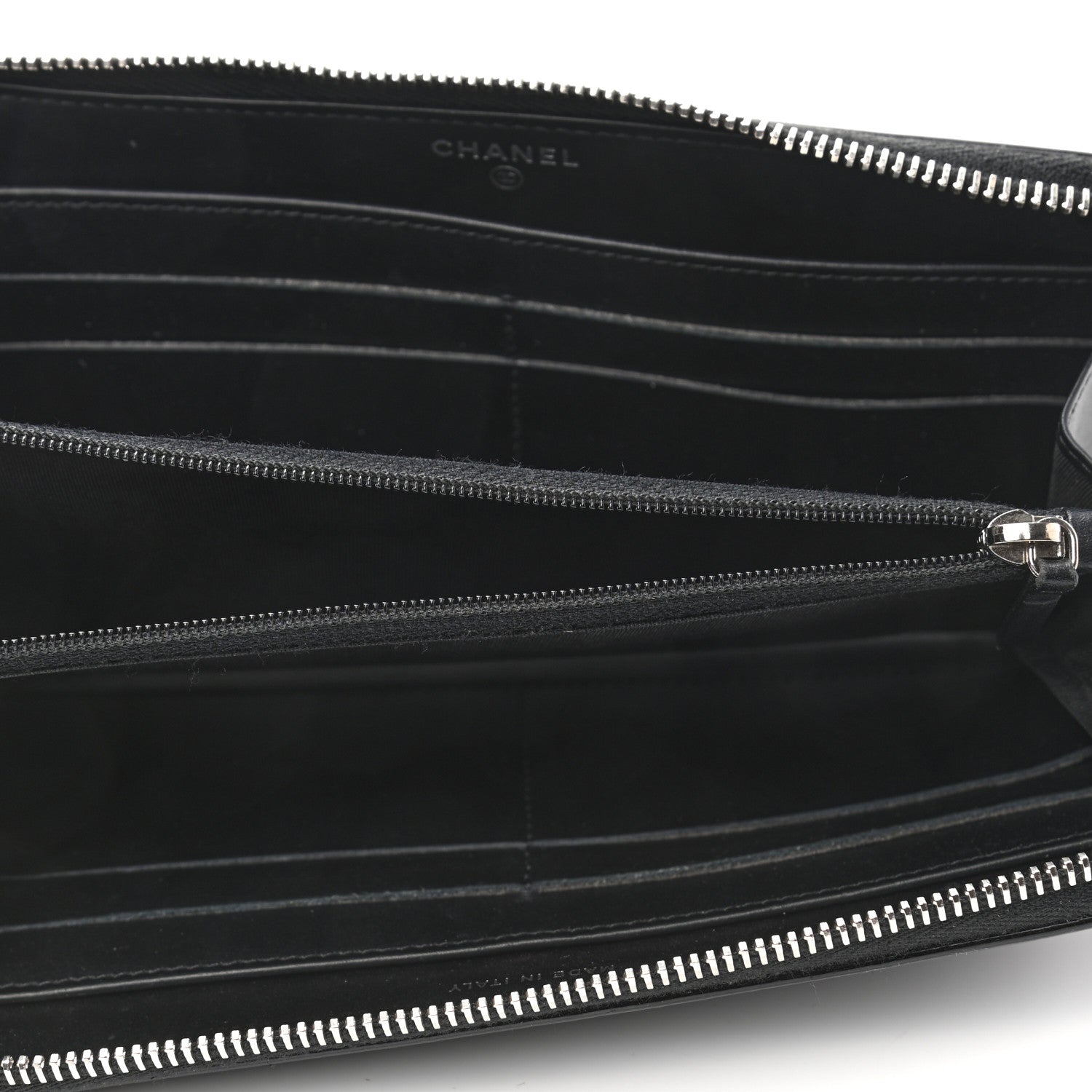 Chanel Caviar Patent Small CC Contour Zip Around Wallet Black 5 of 12