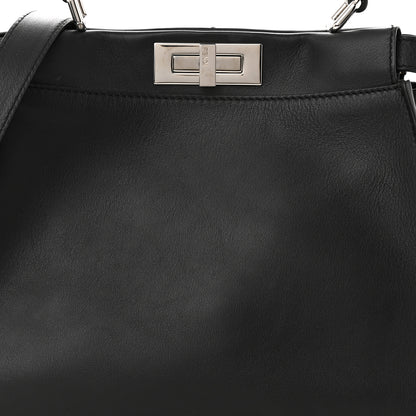 Fendi Vitello Seta Snakeskin Crocodile Monster Eyes Medium Peekaboo Iconic Satchel Black Girasole 8 of 12
