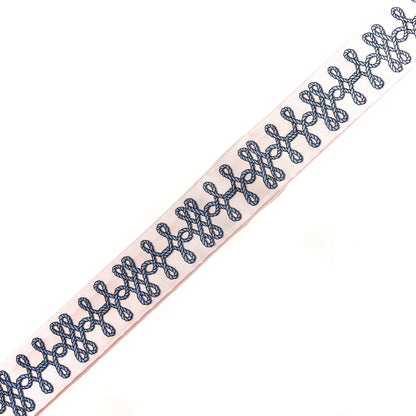 Hermes Silk Galons Et Brandebourg Twilly Rose Pale Bleu Jean 3 of 4