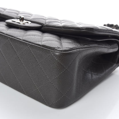 Chanel Caviar Quilted Jumbo Double Flap Dark Grey 9 of 10
