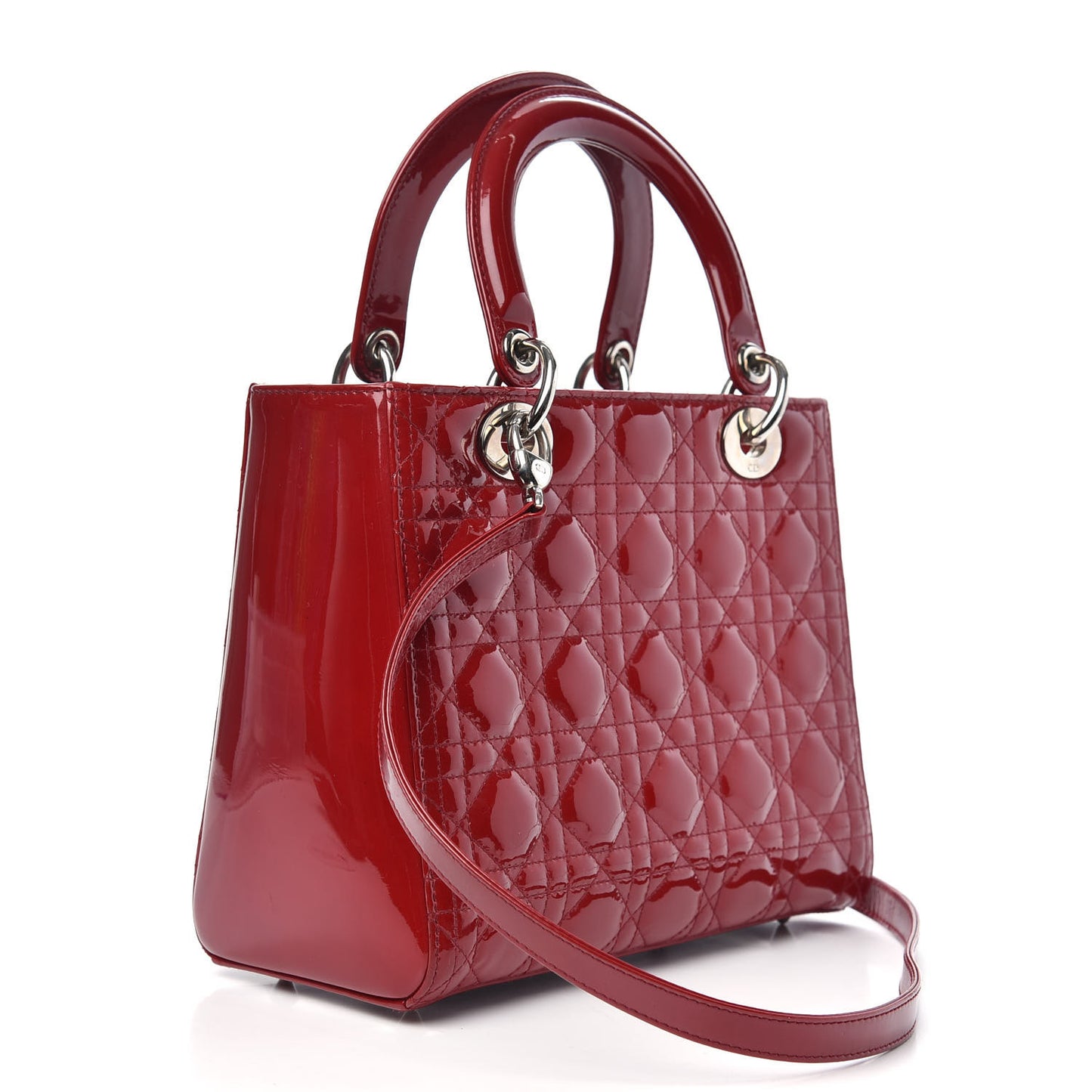 Patent Cannage Medium Lady Dior Red