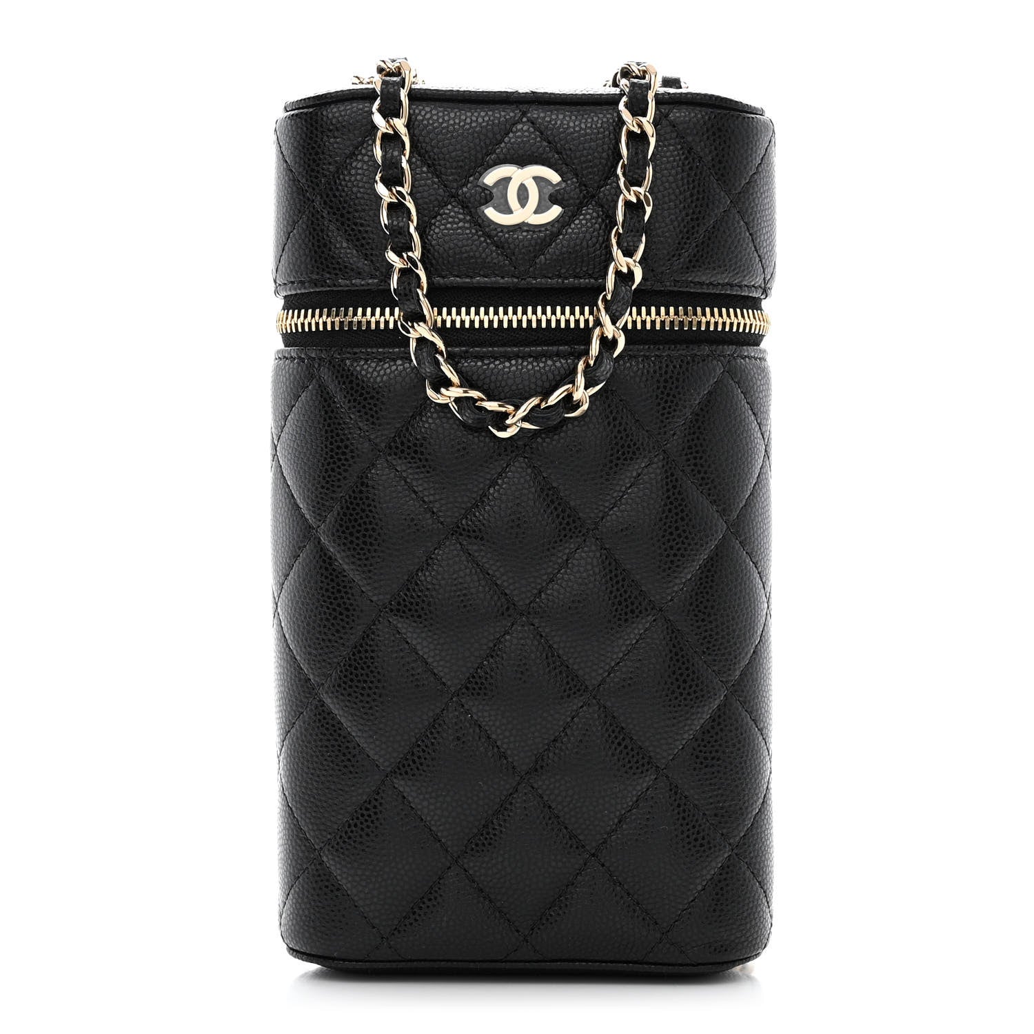 Chanel Caviar Quilted Phone Holder With Chain Black 1 of 10