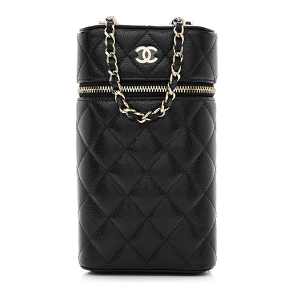 Chanel Caviar Quilted Phone Holder With Chain Black 1 of 10