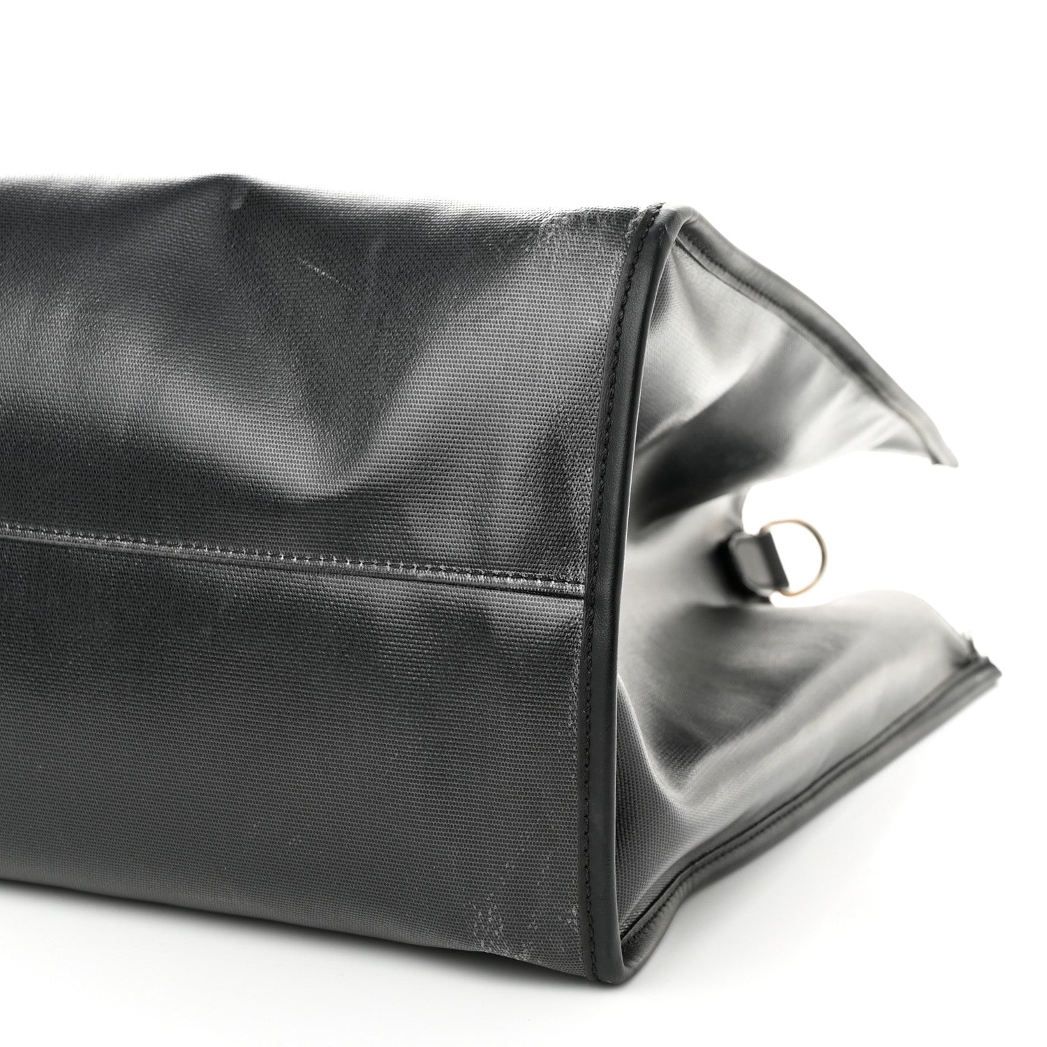 Fendi X SARAH COLEMAN Coated Canvas FF Fish Eye Logo Shopping Tote Black White 10 of 11