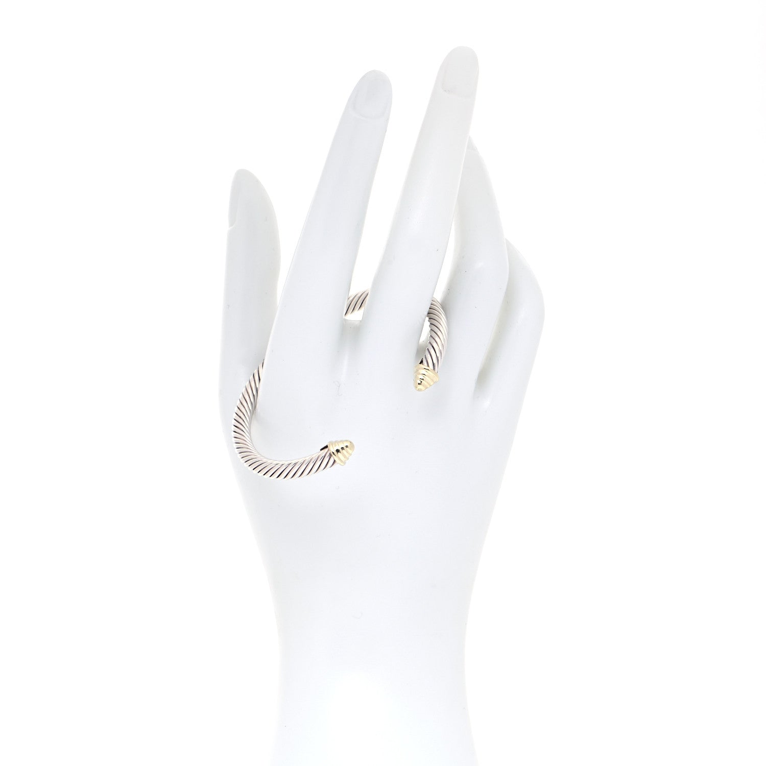 David Yurman Sterling Silver 14K Yellow Gold 5mm Cable Classics Bracelet 3 of 8