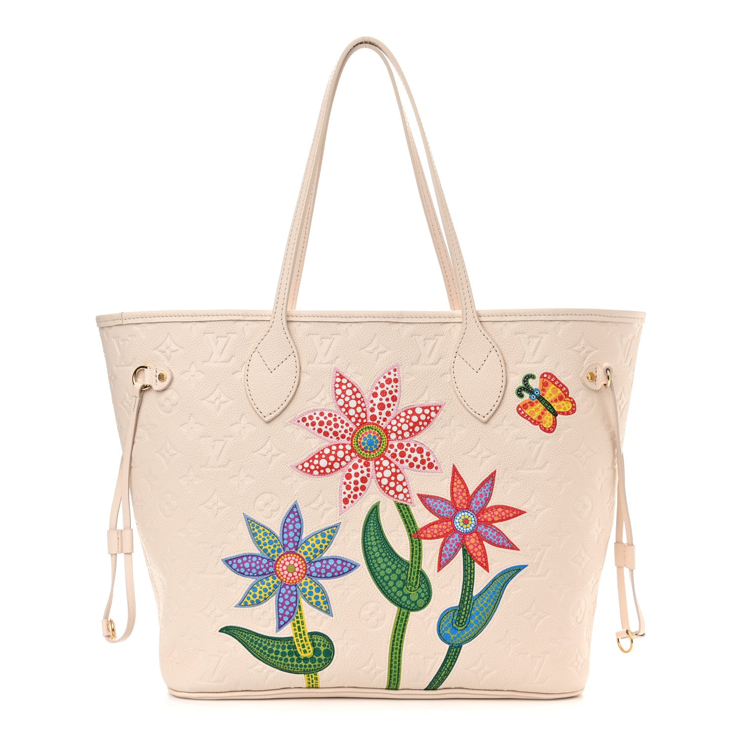 Louis Vuitton LV X YK Empreinte Inlaid Kusama Flowers Neverfull MM Quartz 3 of 11