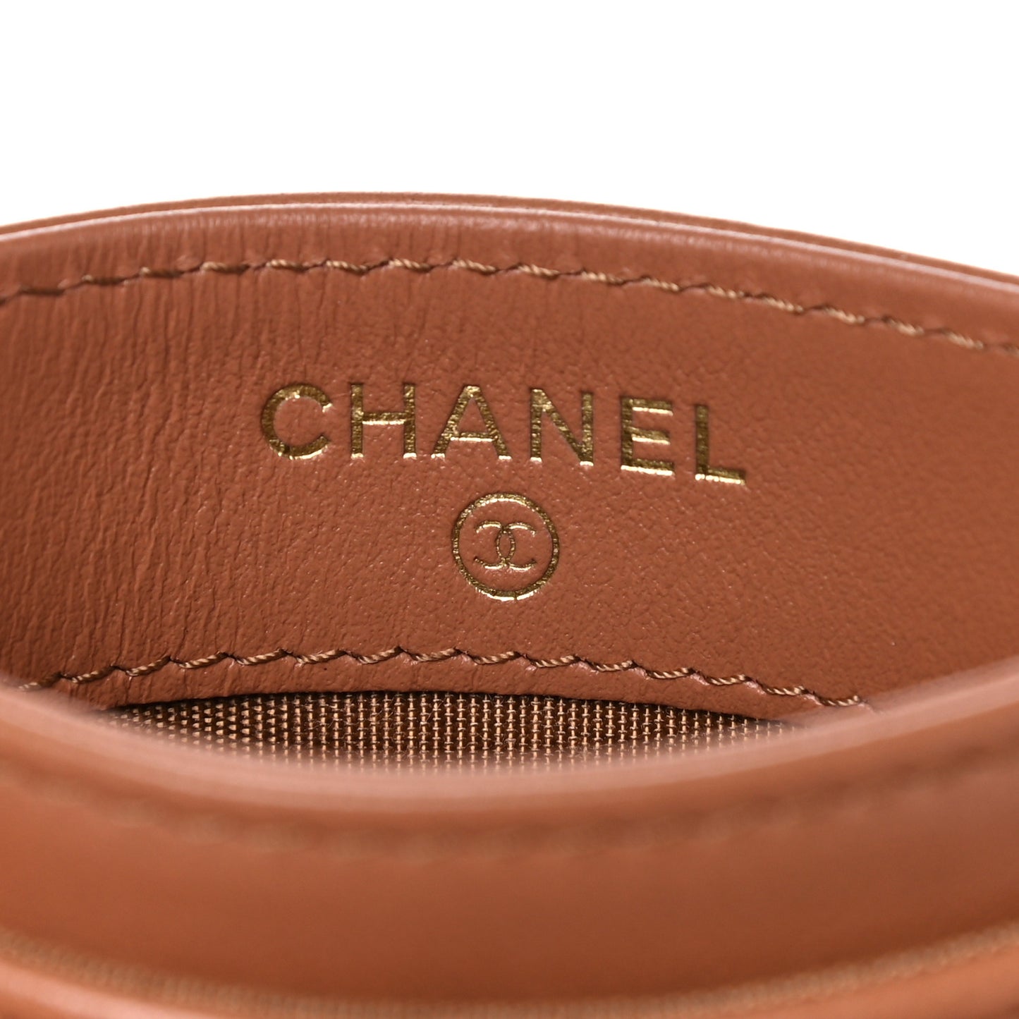 Lambskin Quilted Chanel 19 Card Holder Brown