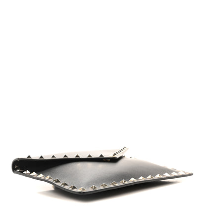 Valentino Garavani Vitello Medium Rockstud Envelope Flat Wristlet Pouch Black 4 of 9
