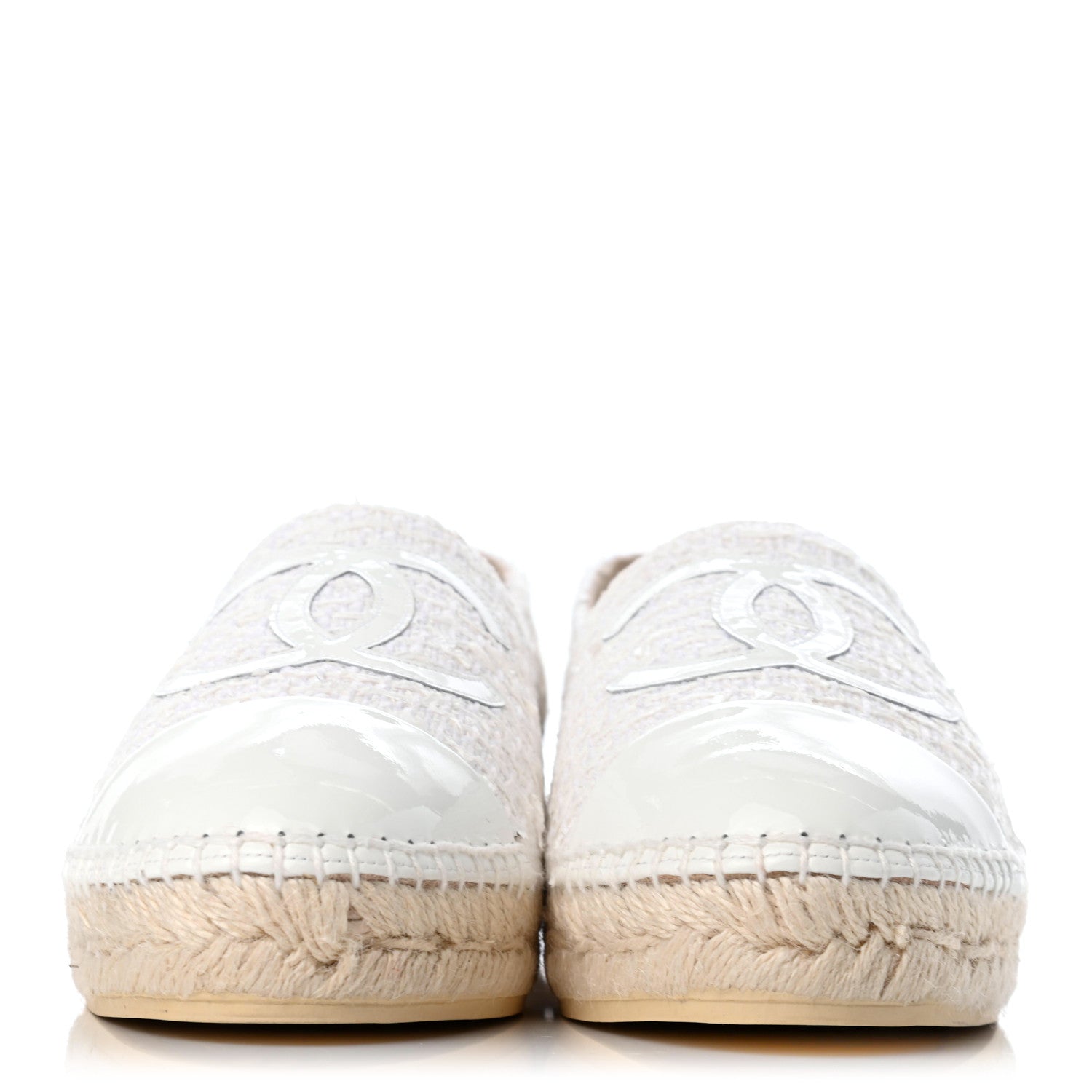 Chanel Tweed Patent CC Espadrilles 38 White 2 of 10